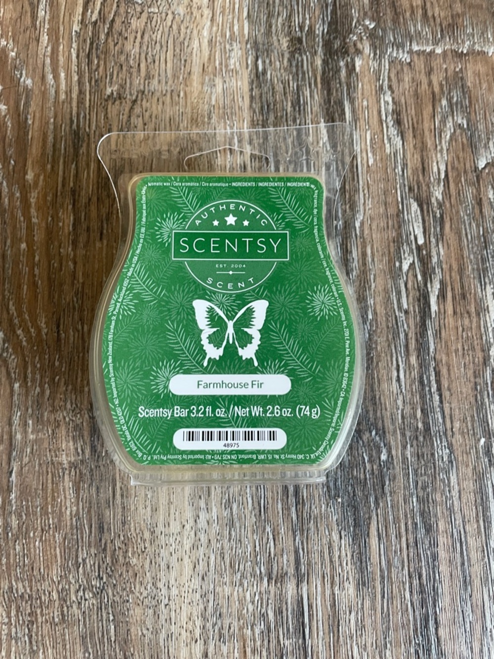 Scentsy Farmhouse Fir Wax Melts - Green & White Label full bar!